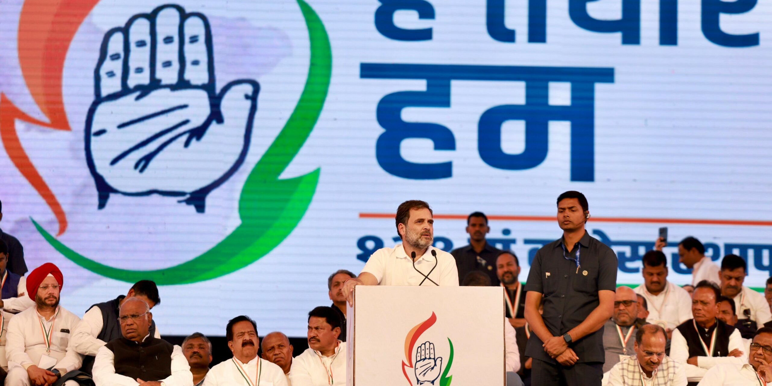 Rahul Gandhi speaking during the meeting. Congress Nagpur rally