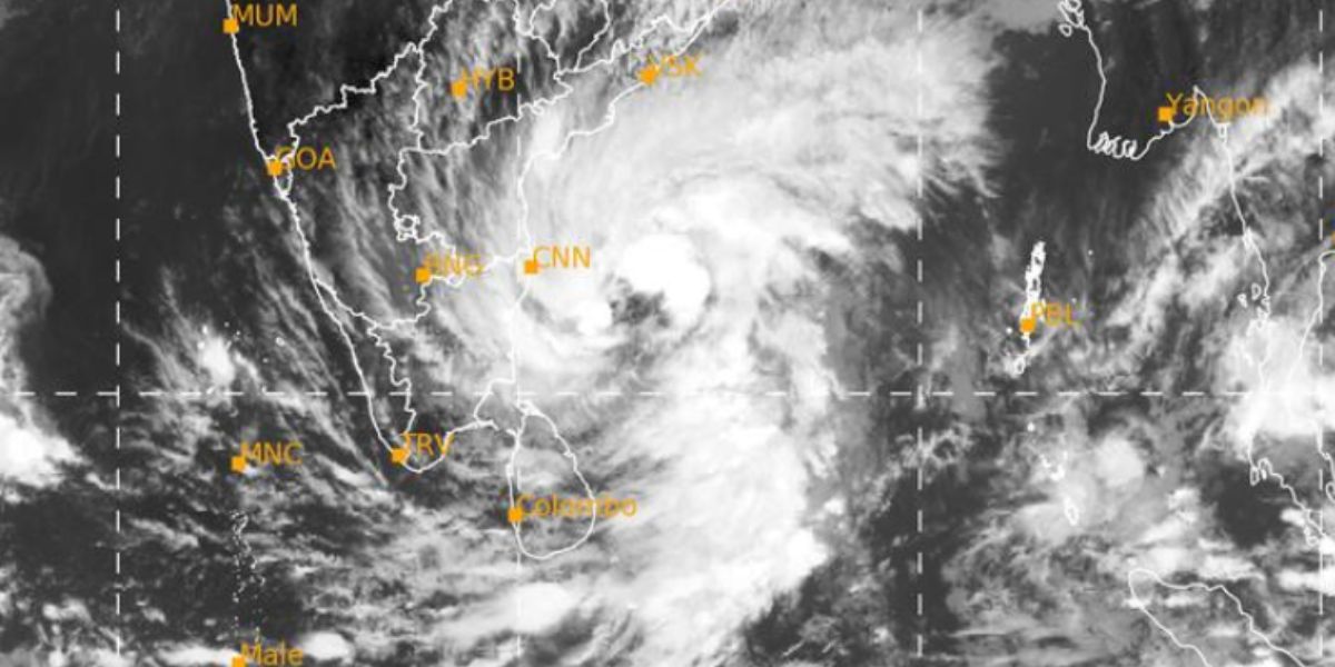 Satellite image of cyclone Michaung on 3 December. cyclone Michaung Andhra
