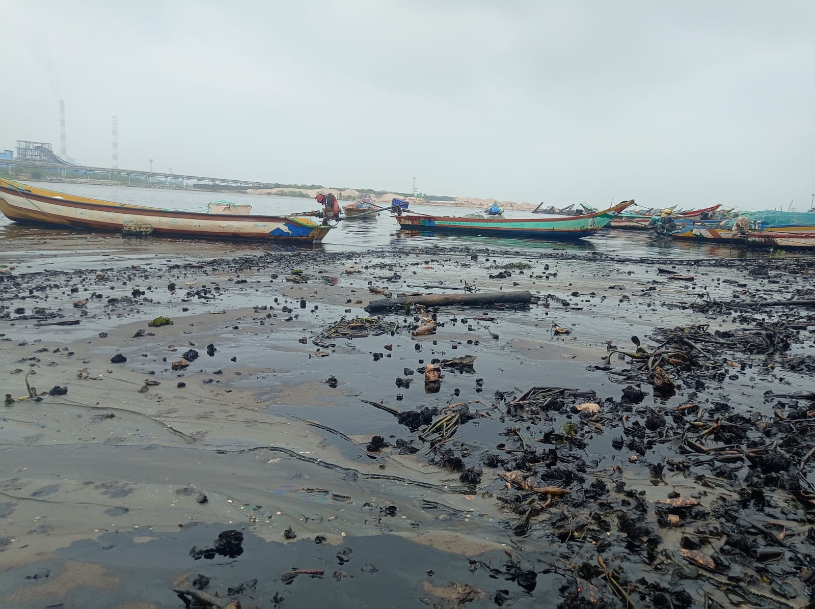 WhatsApp Image 2023-12-11 at 7.28.47 PM The oil spill has extended 20 sq km, according to the Indian Coast Guard. (Supplied)