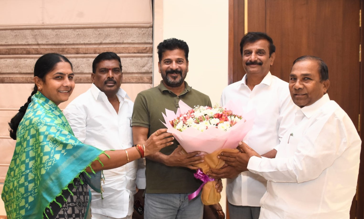 BRS MLAs with Revanth BRS MLAs with Telangana Chief Minister A Revanth Reddy.
