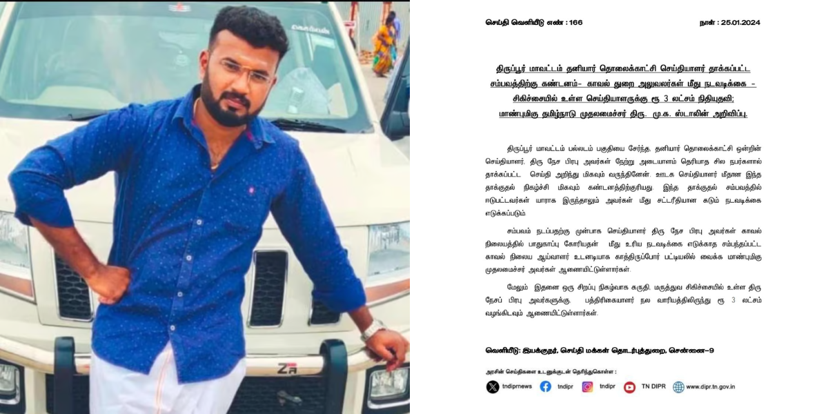 Tiruppur journalist Nesaprabhu attack Stalin