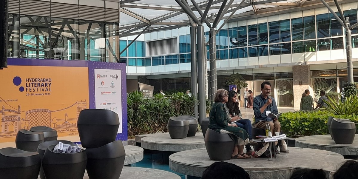 Kalpana Kannabiran, Meena Kadaswamy and N Venugopal at the HLF