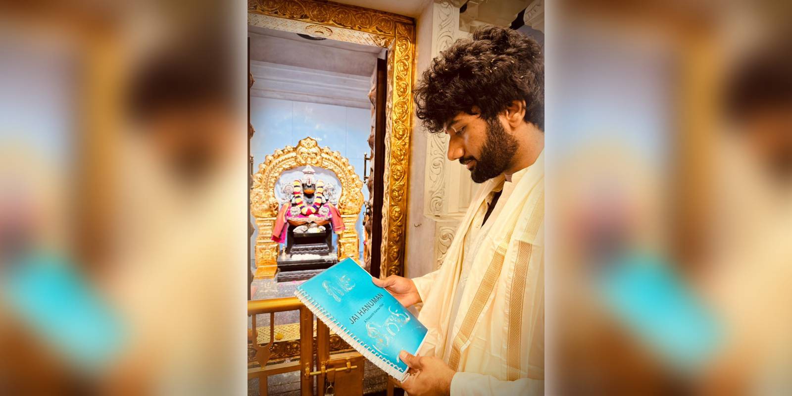 Prasanth Varma with the Jai Hanuman script Prasanth Varma with the Jai Hanuman script