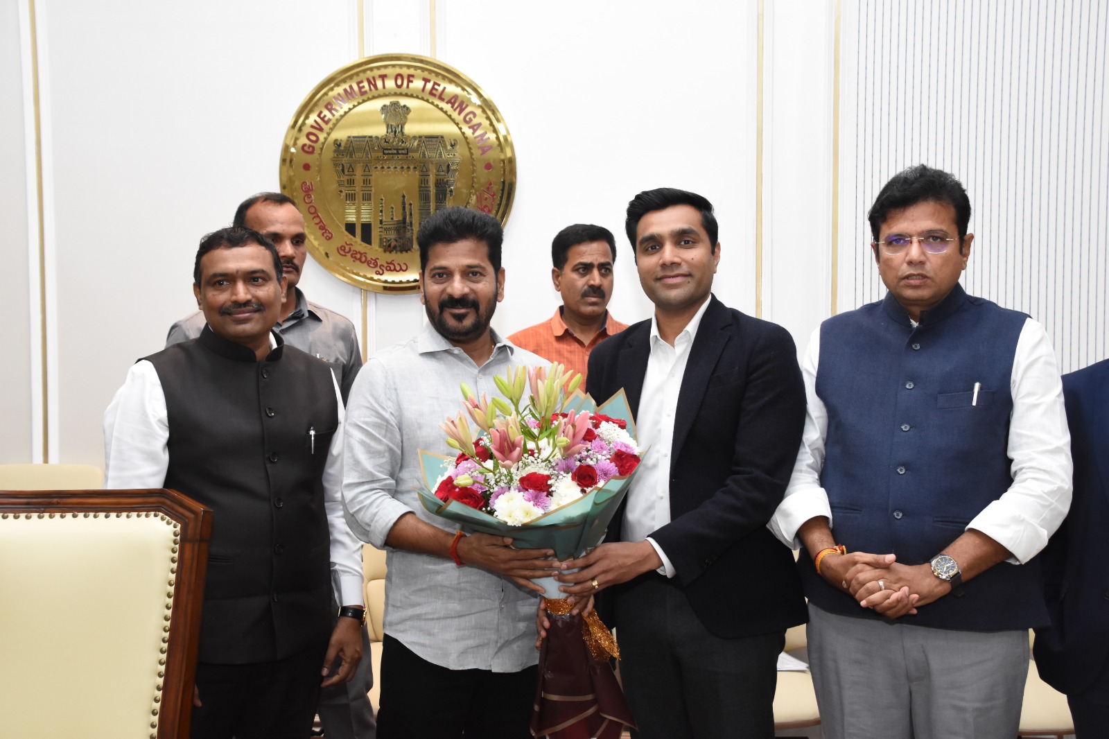 Karan Adani, Ports and SEZ CEO, met Chief Minister Revanth Reddy in Hyderabad. (X) A delegation from the Adani Group, along with Karan Adani, Ports and SEZ CEO, met Chief Minister Revanth Reddy in Hyderabad. (X)