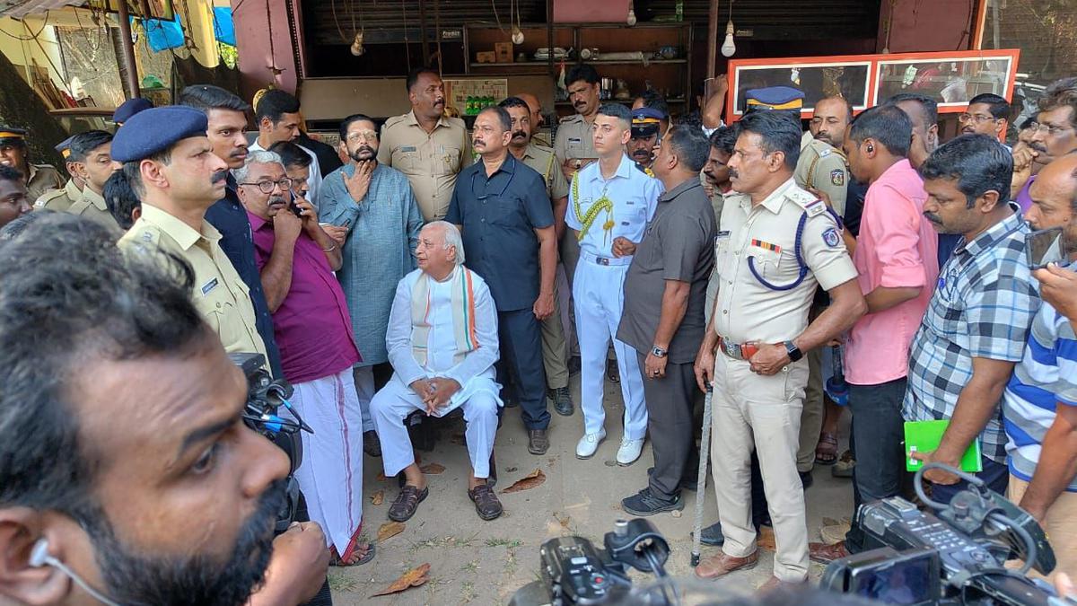 Khan sits on the roadside at Nilamel. (Supplied)