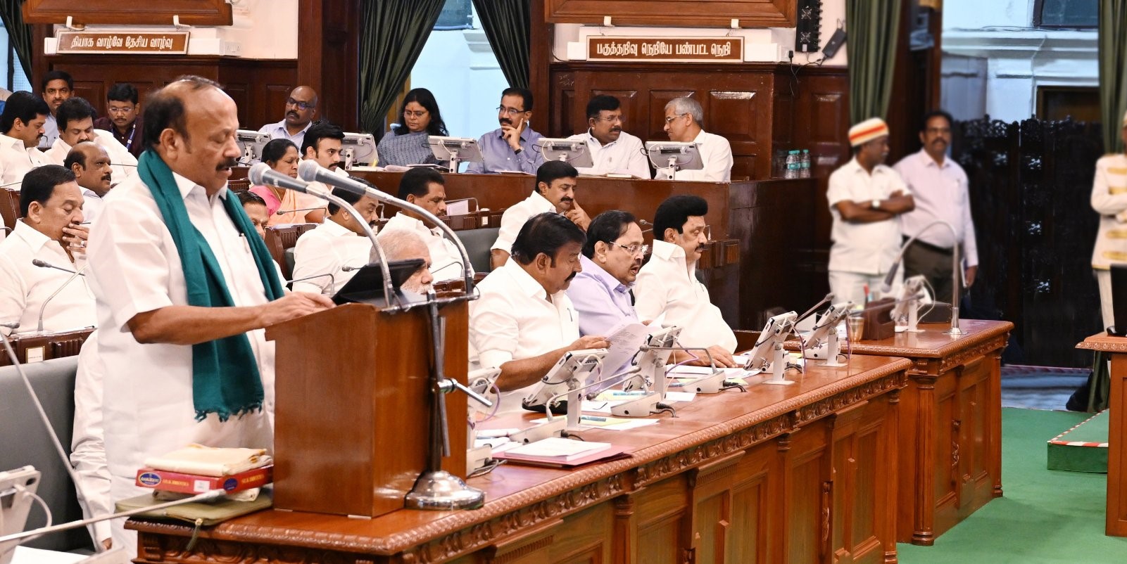 Agriculture Minister MRK Panneerselvam presenting the budget. (X) Tamil Nadu to encourage traditional paddy varieties that could help fight against diabetes