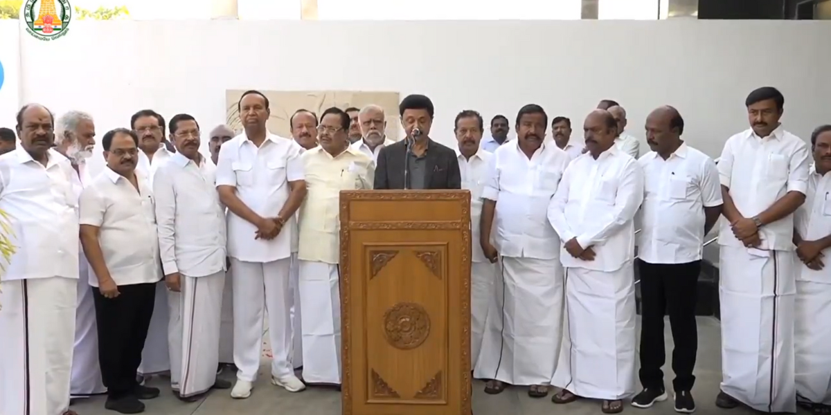 MK Stalin addressing the media following his return from Spain. (Screengrab)