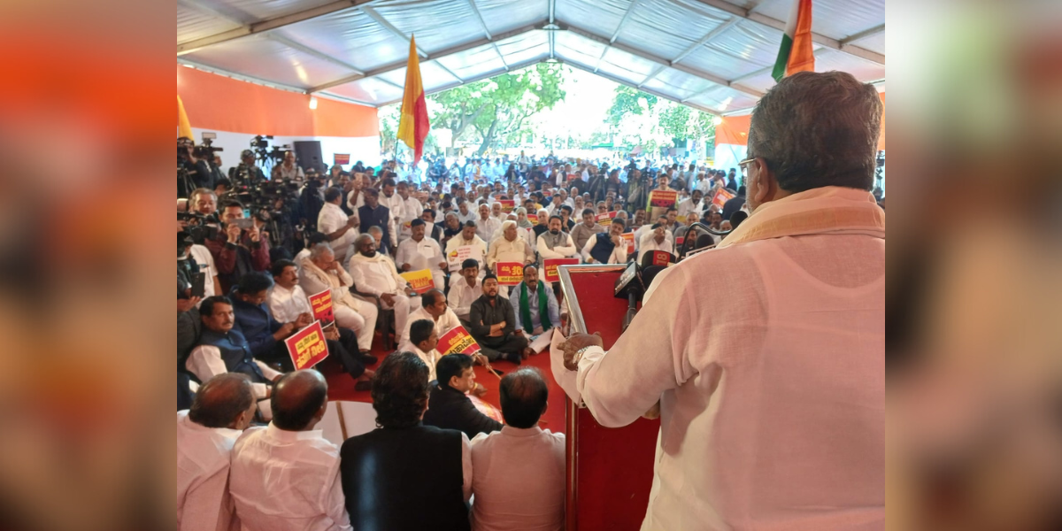 Karnataka leaders protest against Union government at Jantar Mantar, Delhi. (Supplied)