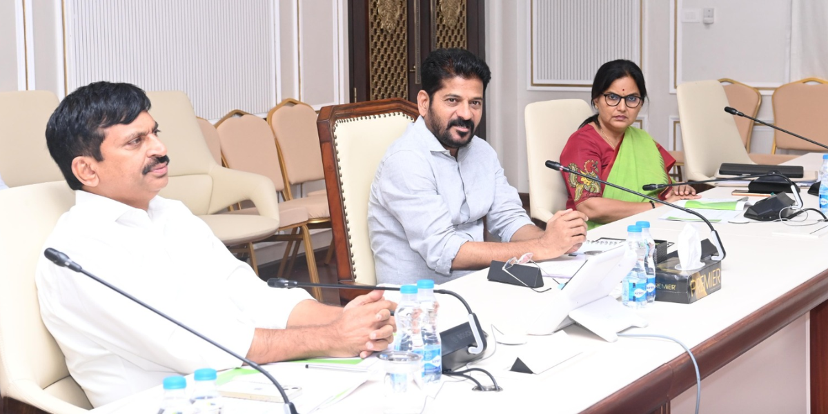 Revanth Reddy at the Dharani Portal review meeting. (X)