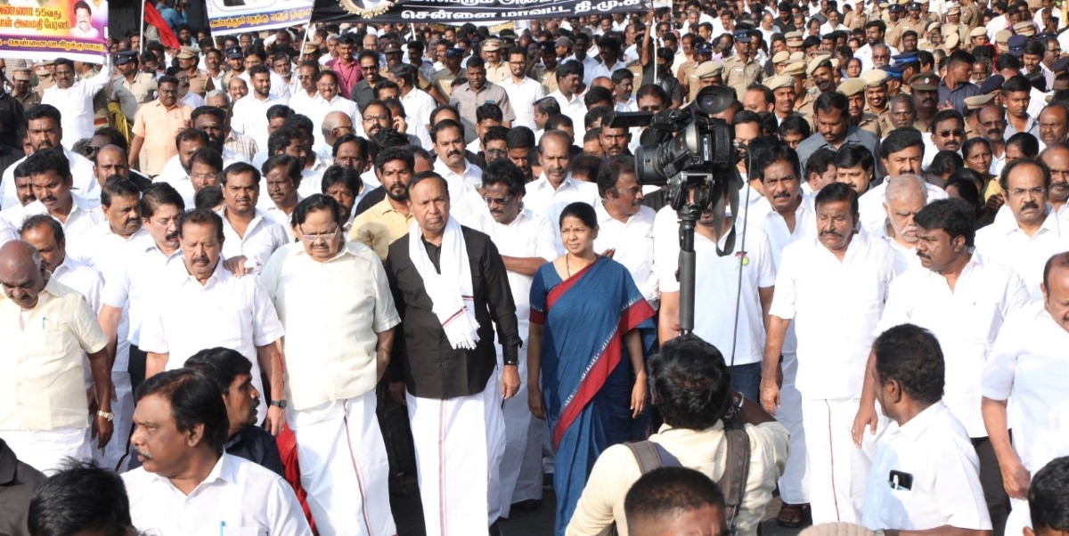 DMK leaders at the peace march in Chennai
