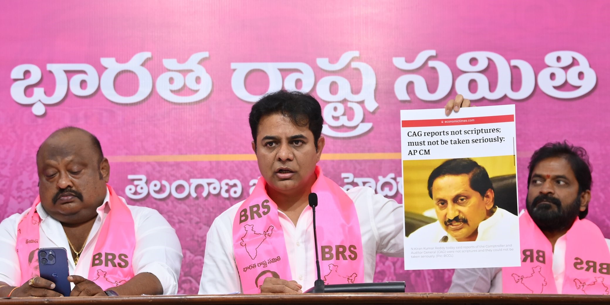 KT Rama Rao during press conference. (Supplied) Chalo Medigadda BRS