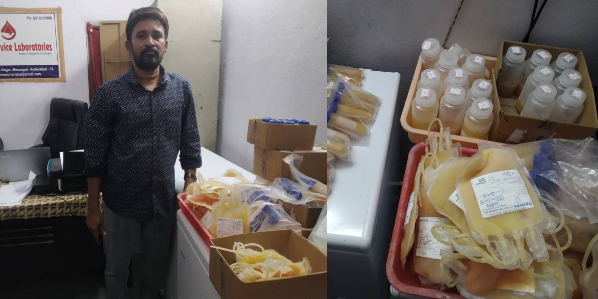 Stocks of human plasma, whole human blood, and human serum seized from Haemo Service Laboratories. (Supplied)