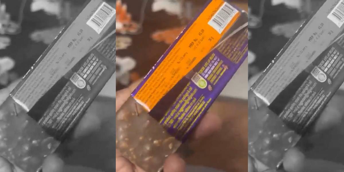 The bar of Cadbury Dairy Milk with worms. (Screengrab)
