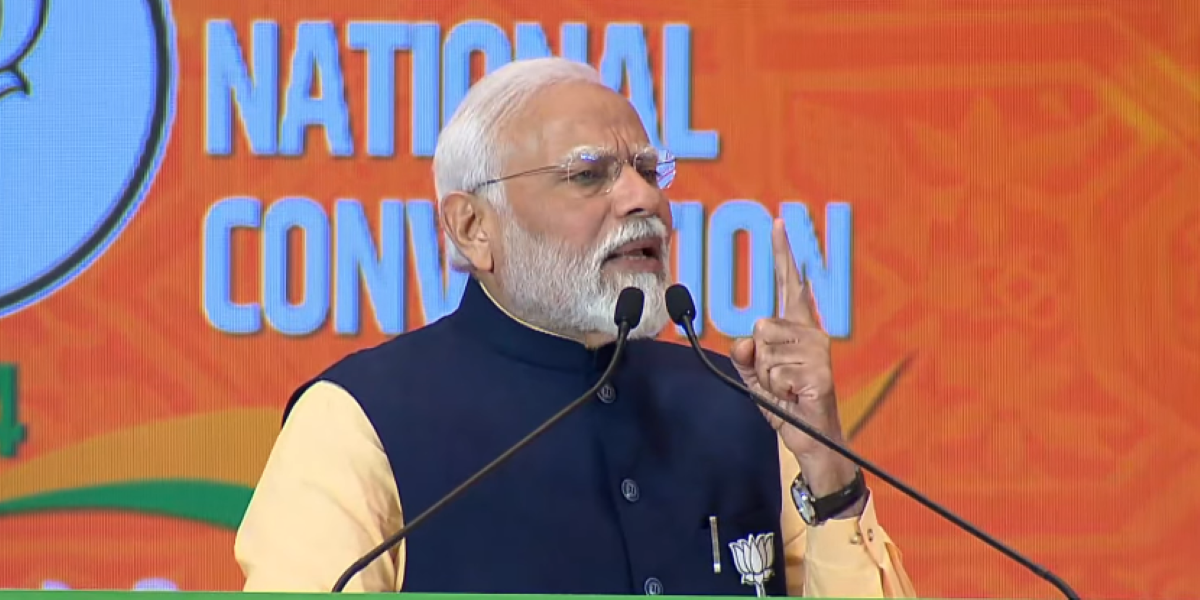 PM Modi speaking at the BJP national convention