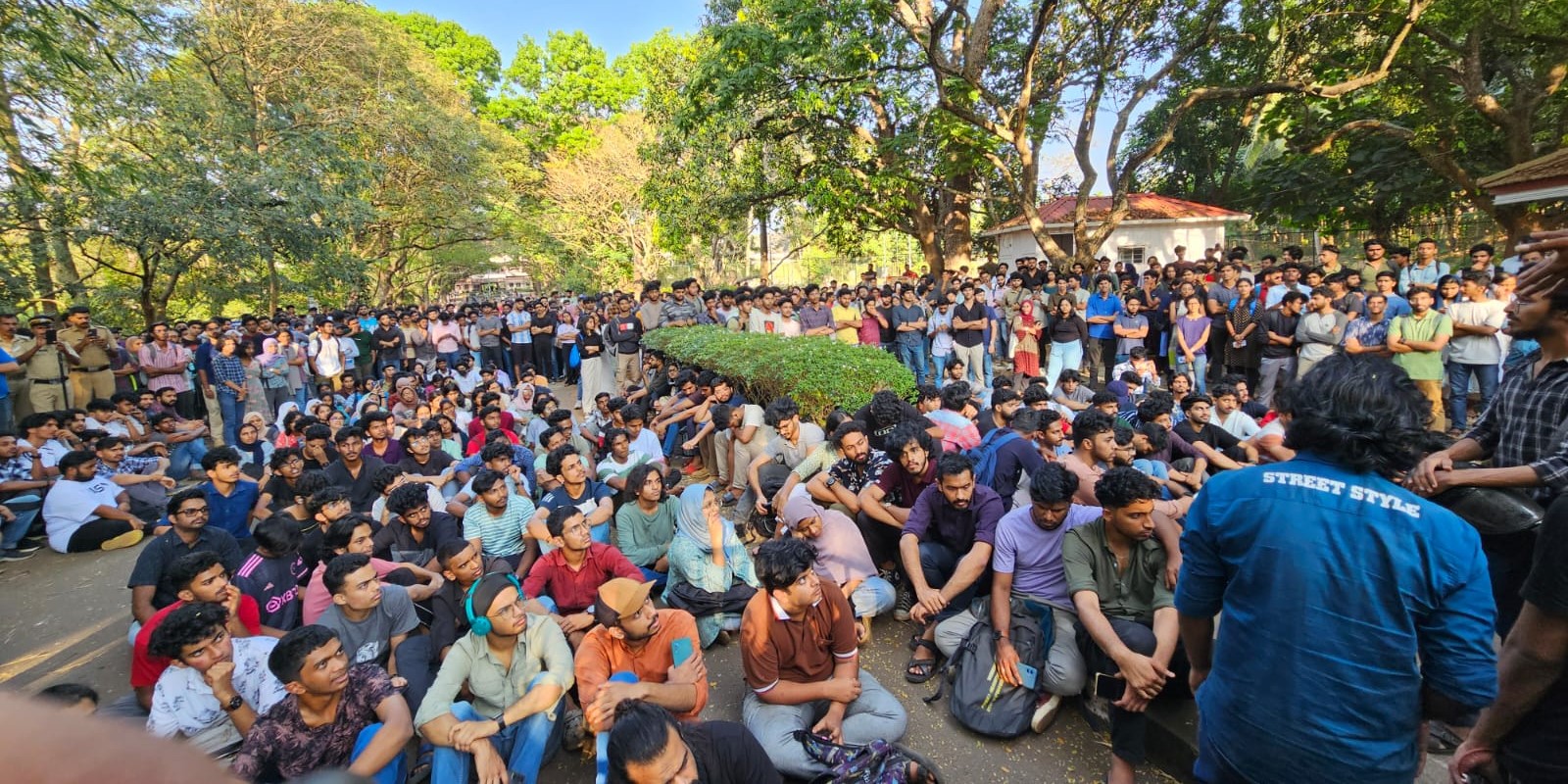 Students protesting at NIT Calicut over the suspension of a student. (Supplied) Students protesting at NIT Calicut over the suspension of a student. (Supplied)