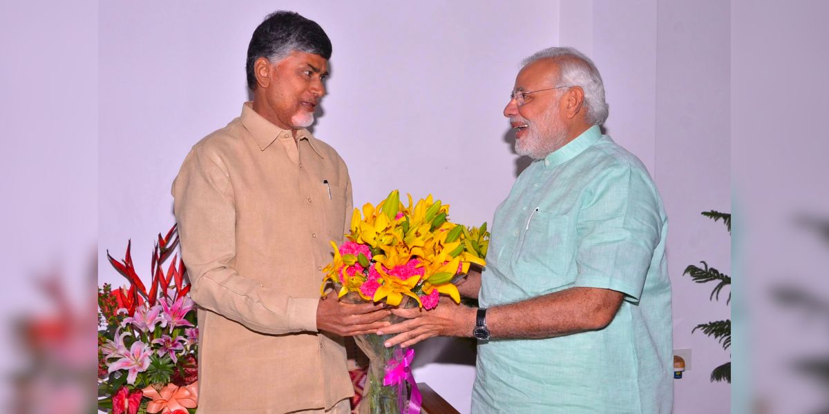 Chandrababu Naidu with PM Narendra Modi. (Supplied) Telugu Desam's Chandrababu Naidu with PM Narendra Modi. (Supplied)