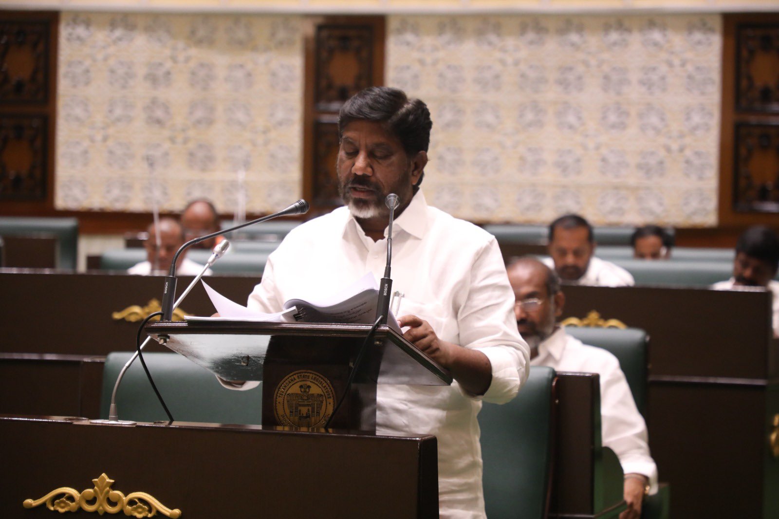 VikramarkaMallu Finance Minister Mallu Bhatti Vikramarka — also the Deputy Chief Minister — presenting the vote-on-account in the Telangana Assembly. (X)