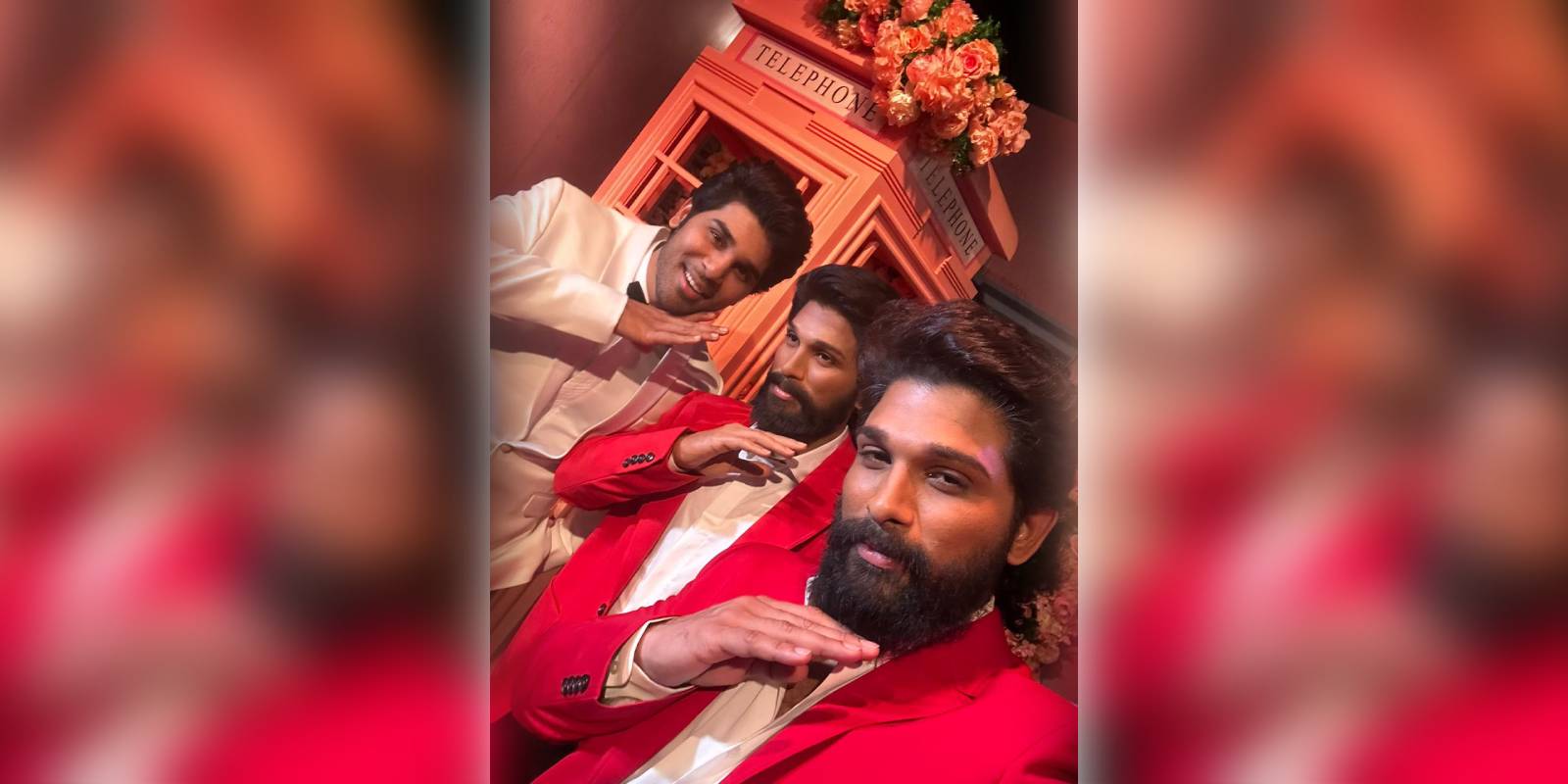 Allu Sirish with Allu Arjun's wax statue