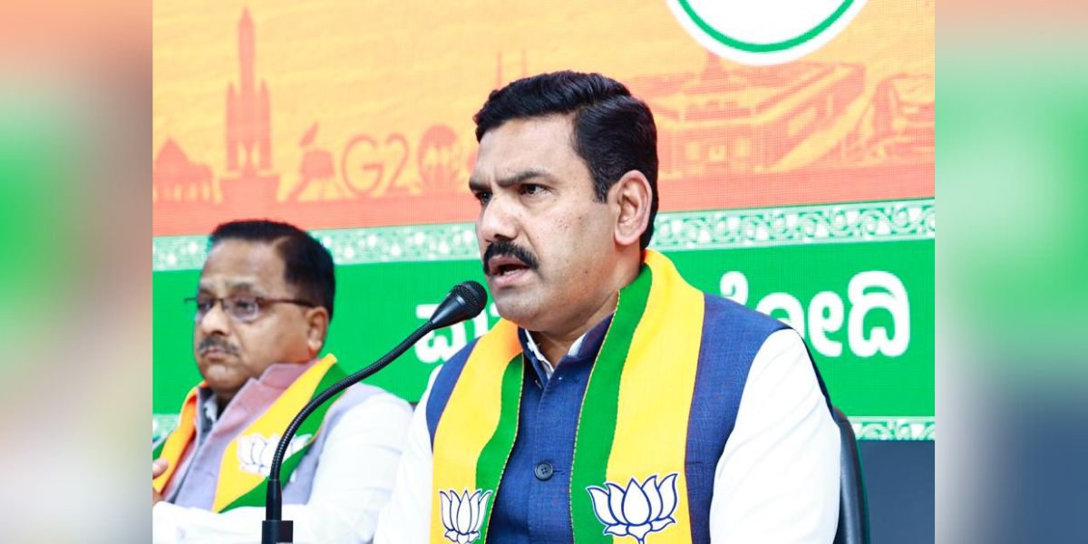 BY Vijayendra addressing media. (X) BY Vijayendra addressing media. (X)