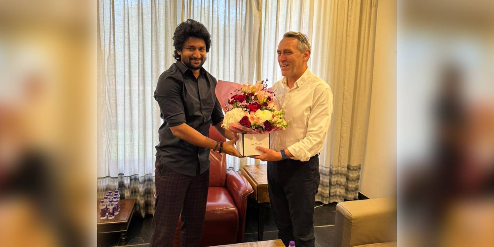 British Deputy Commissioner Gareth Wynn Owen meets actor Nani