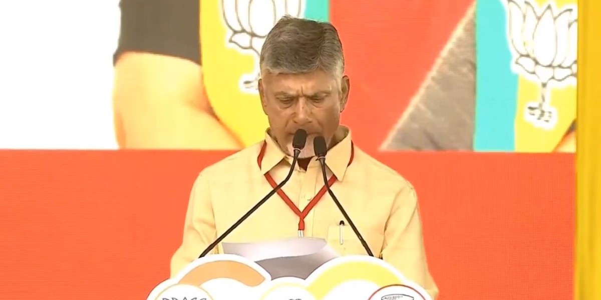 Chandrababu Naidu adressing an election rally Chandrababu Naidu adressing an election rally