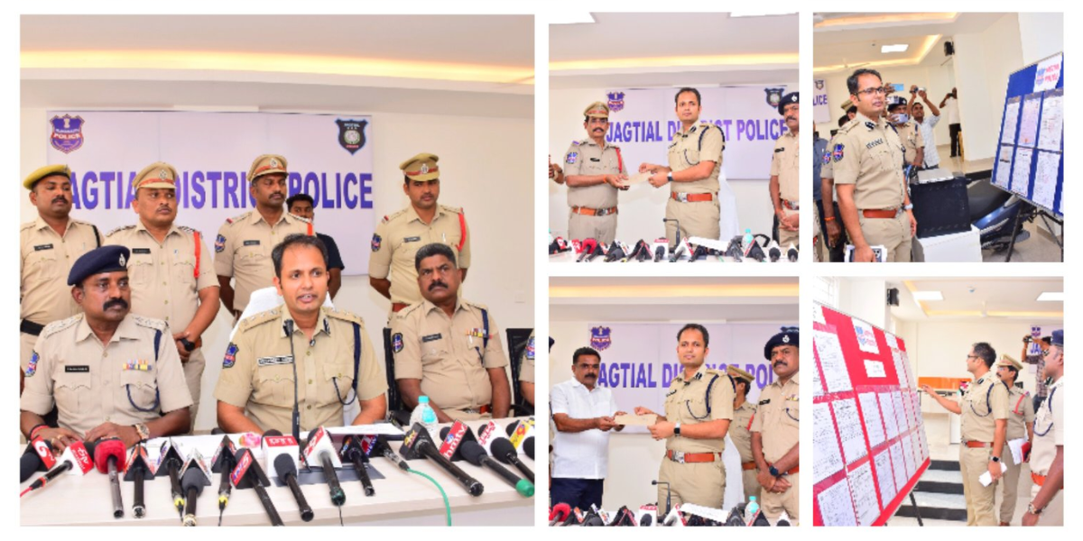 Jagtial police at the press conference. (X)