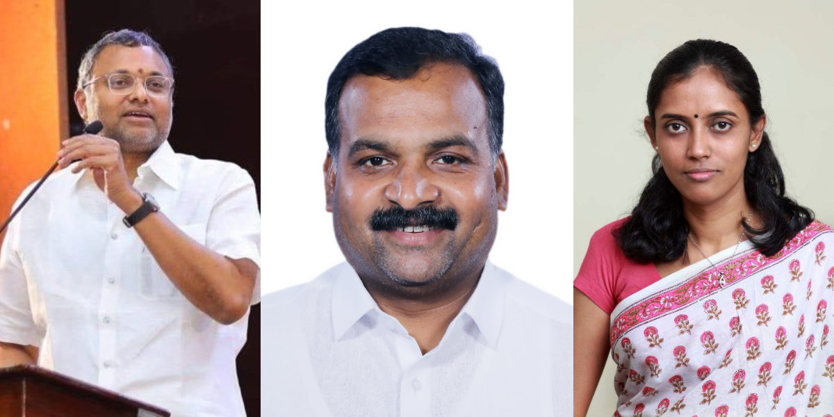 Karti Chidambaram (left), Manickam Tagore (centre), S Jothimani (right).