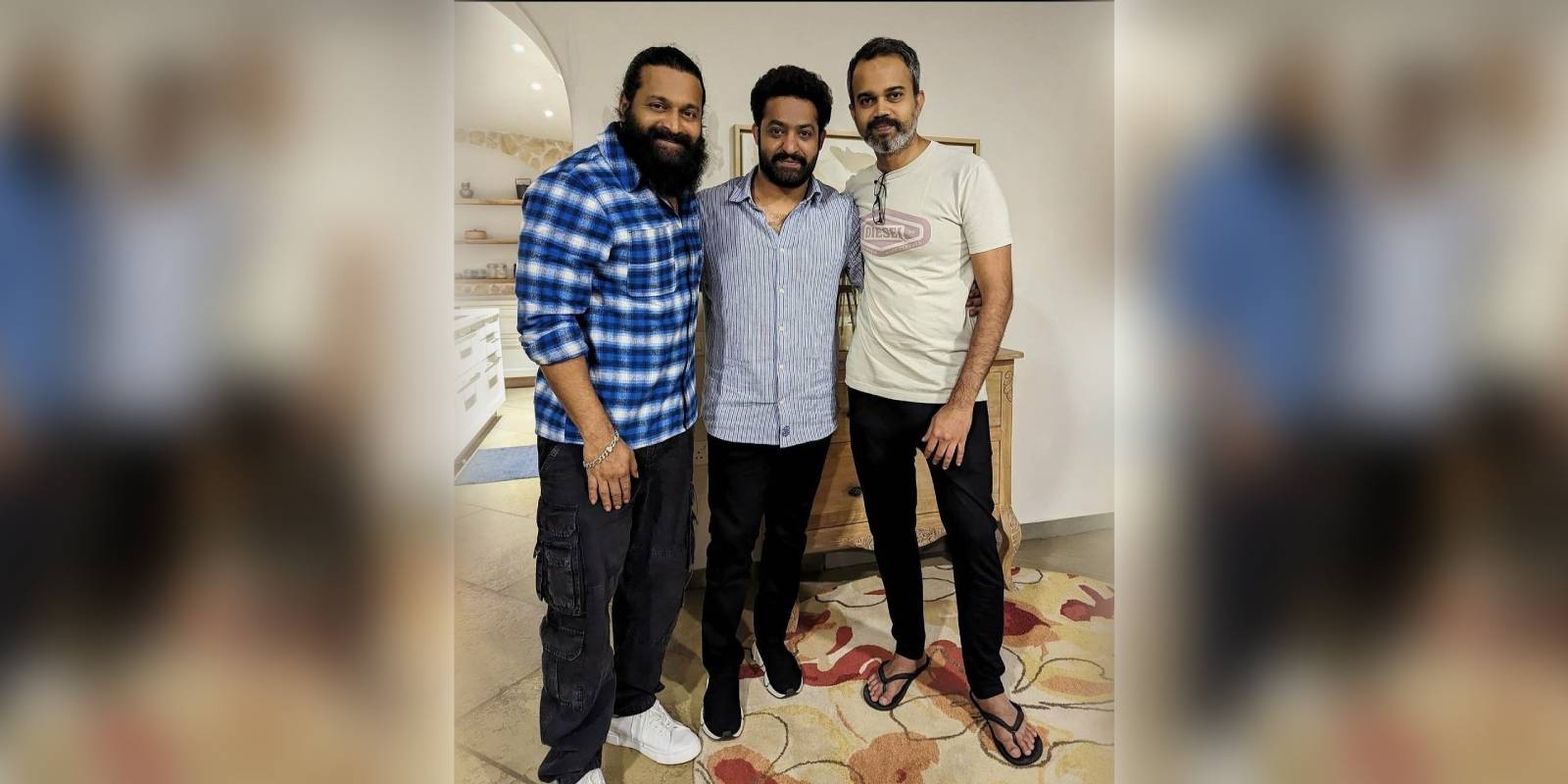 Jr NTR with Prashanth Neel and Rishabh Shetty Jr NTR with Prashanth Neel and Rishabh Shetty