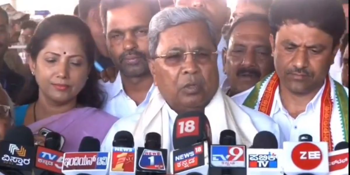 Siddaramaiah speaking to reporters after the blast. CM