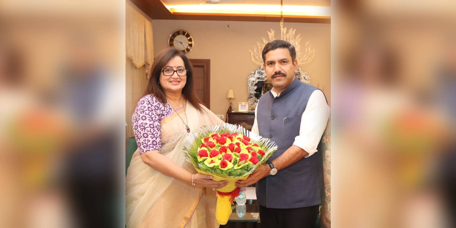 Sumalatha with BY Vijayendra Sumalatha with BY Vijayendra