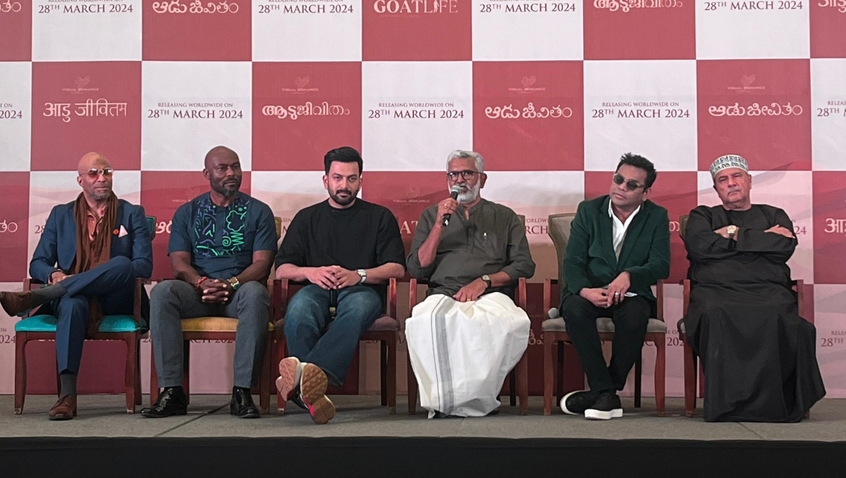 Team Aadujeevitham The Goat Life addressing the media