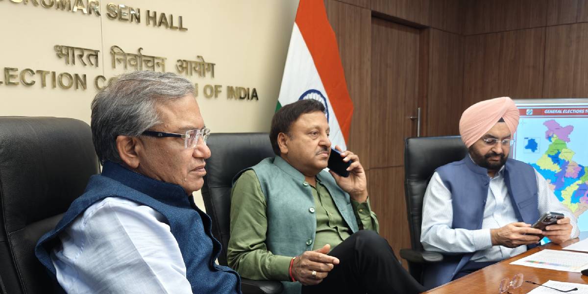 CEC The Commission led by CEC Rajiv Kumar (center) and ECs Gyanesh Kumar (left) and Sukhbir Singh Sandhu monitoring the progress of phase 1 polling of general elections at the ECI headquarters in New Delhi on Friday. (X)