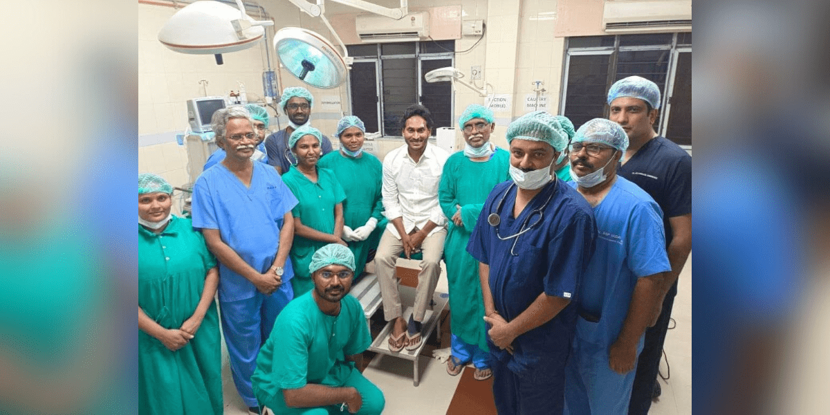 Andhra Pradesh Chief Minister YS Jagan Mohan Reddy after receiving treatment on Saturday. (X)