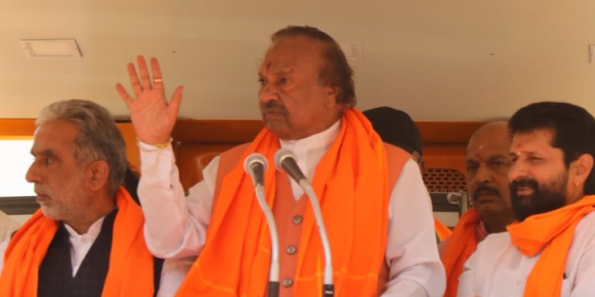 KS Eshwarappa during BJP's Vijaya Sankalpa Yatra in Mysuru. (File picture)