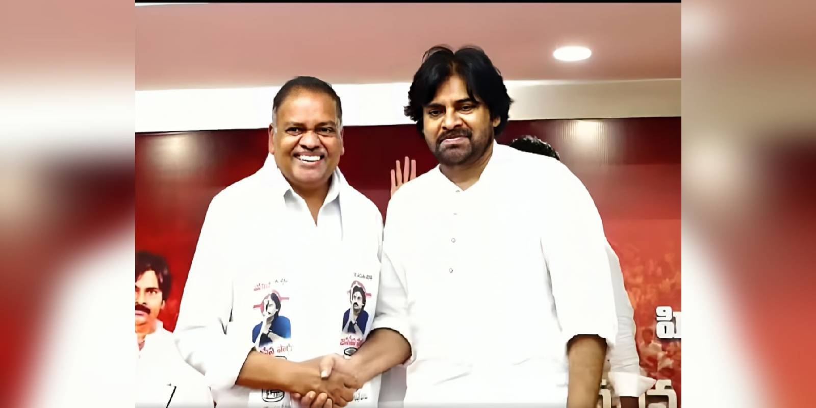 M Buddha Prasad with Janasena chief Pawan Kalyan