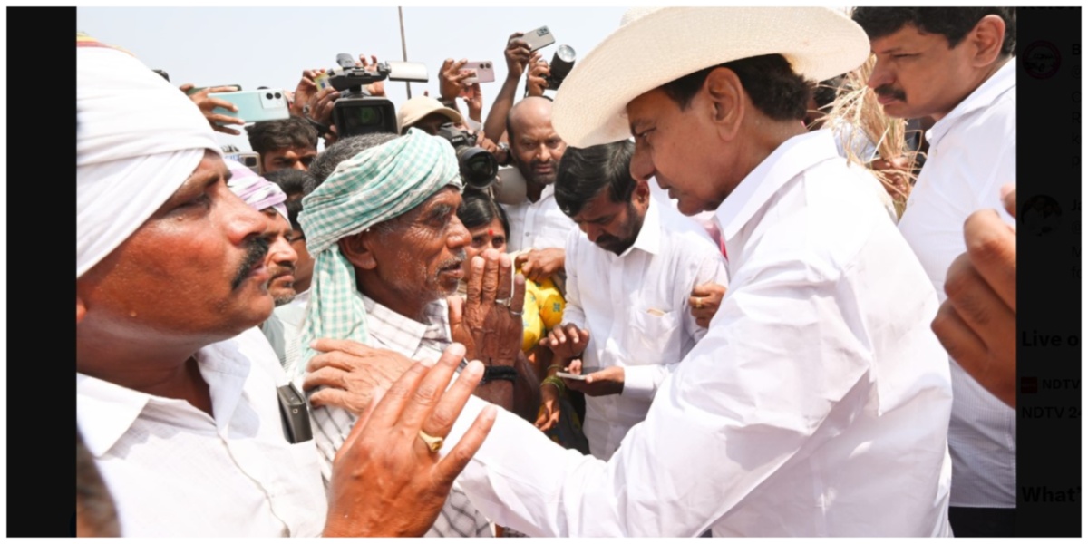 BRS chief KCR interacting with farmers in Telangana (X) BRS chief KCR interacting with farmers in Telangana (X)