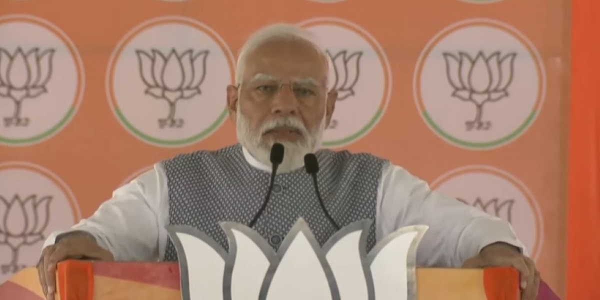 Modi speaking in Belagavi. (X)