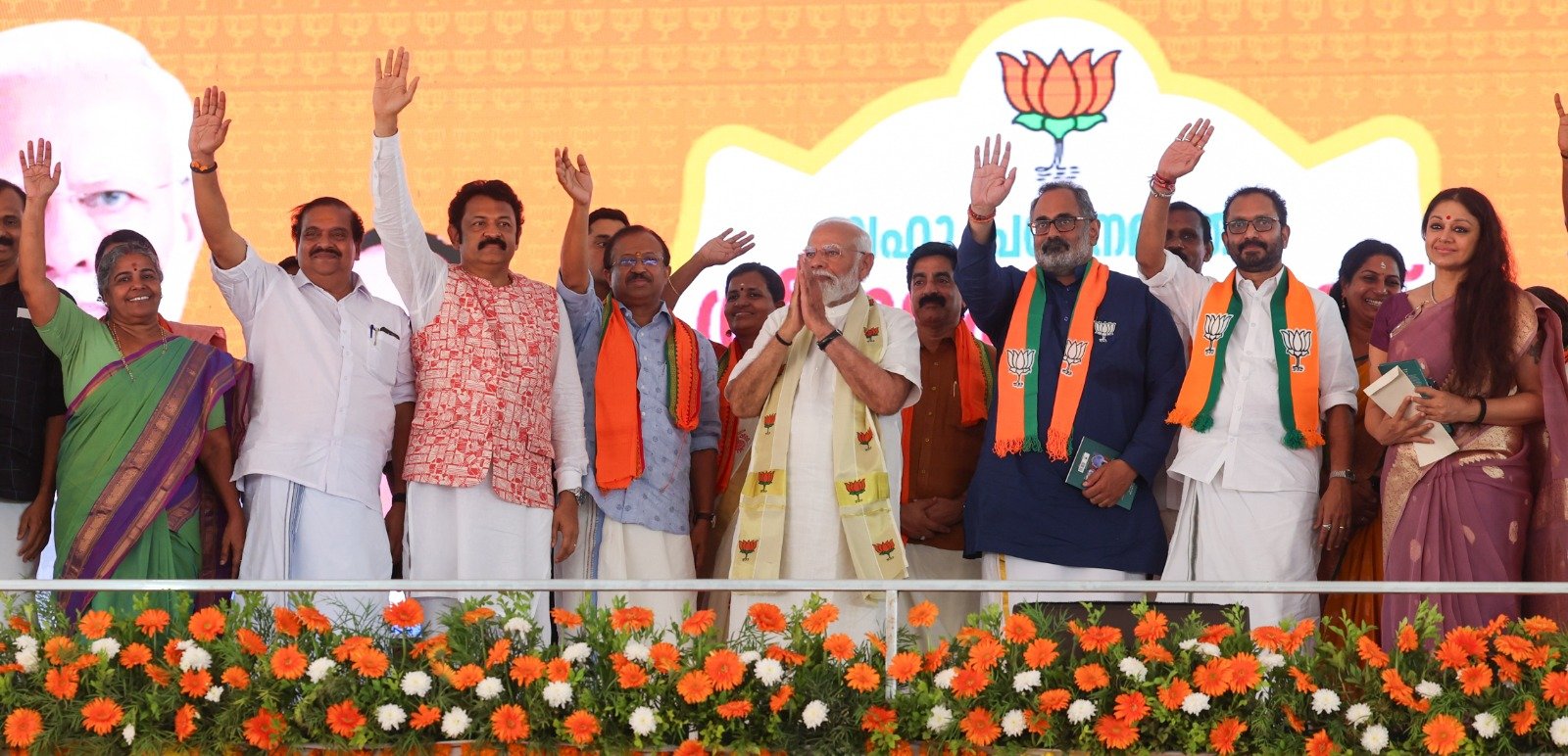 Narendra Modi at a rally in Attingal, Kerala. (X/BJP4India)