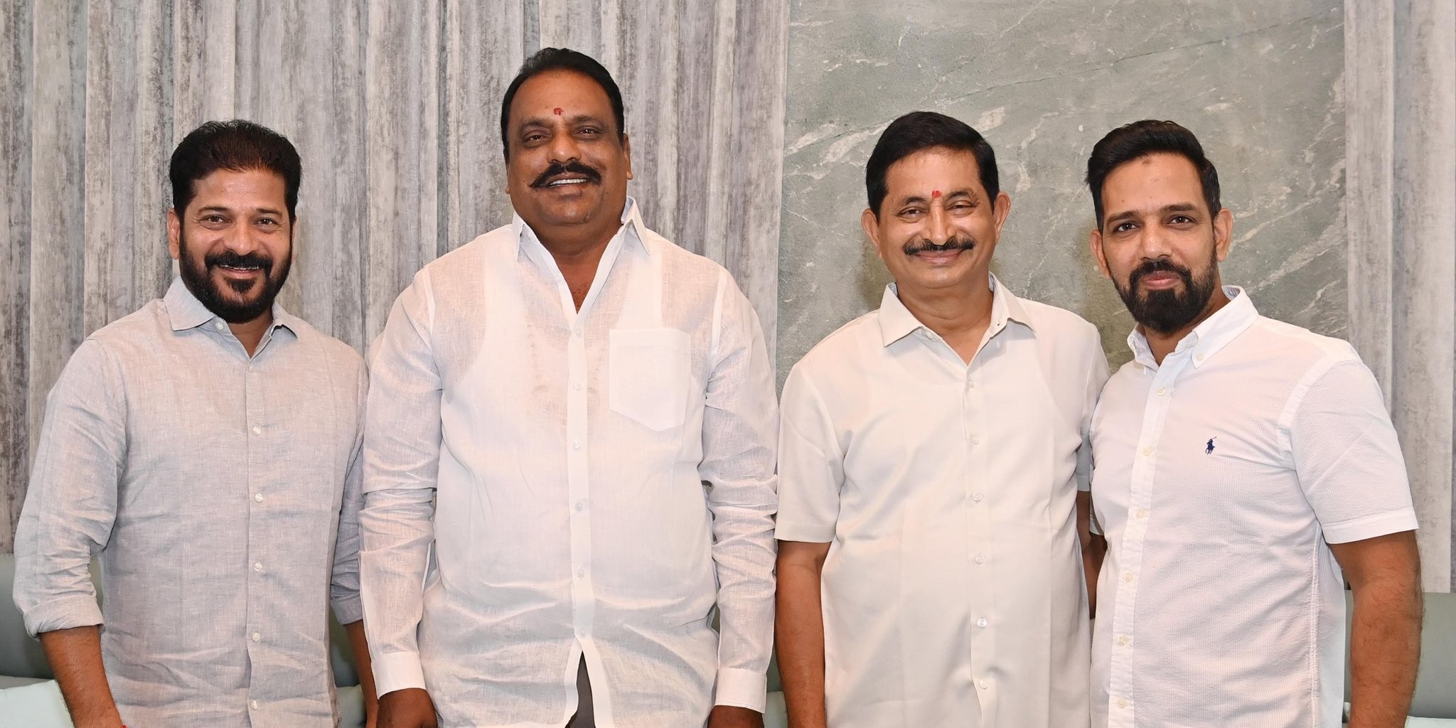 Prakash Goud with CM Revanth Reddy. (X) Prakash Goud with CM Revanth Reddy. (X)