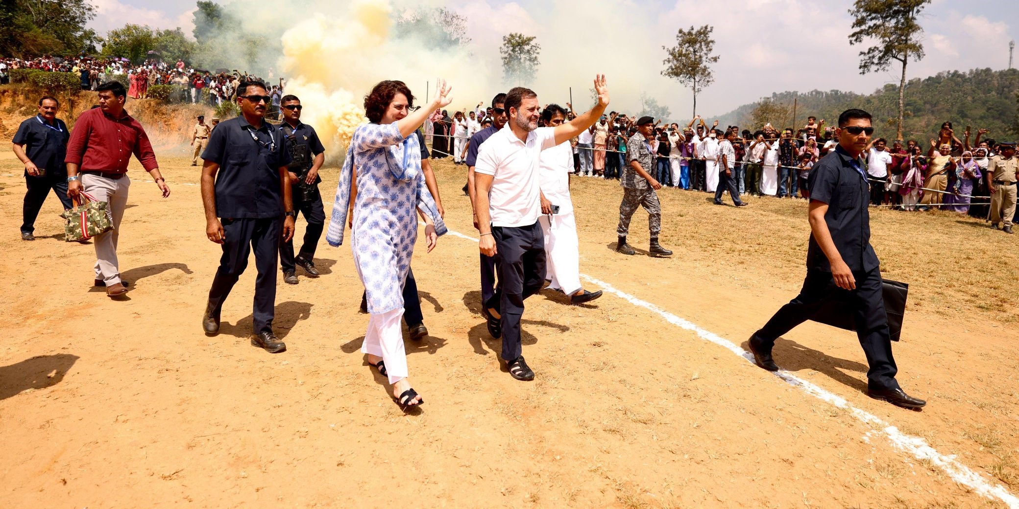 Rahul Gandhi and Priyanka Gandhi Vadra when they arrived in Wayanad. (X) Rahul Gandhi nomination Wayanad