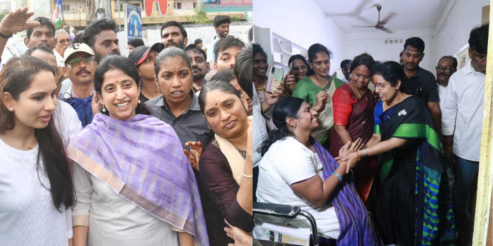 YS Bharathi Reddy and Nara Bhuvaneswari during campaigning