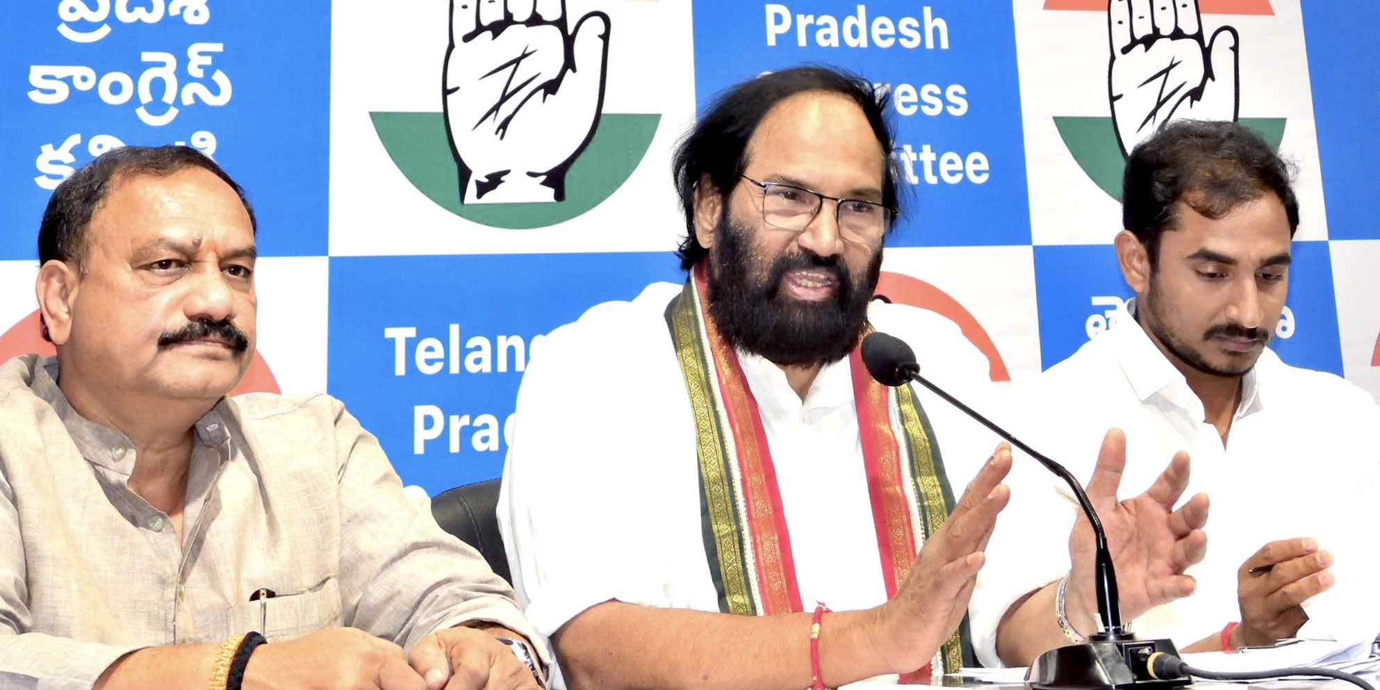 Telangana Irrigation Minister Uttam Kumar Reddy talks to reporters in Hyderabd on Monday, 1 April, 2024. Telangana Irrigation Minister Uttam Kumar Reddy talks to reporters in Hyderabd on Monday, 1 April, 2024.