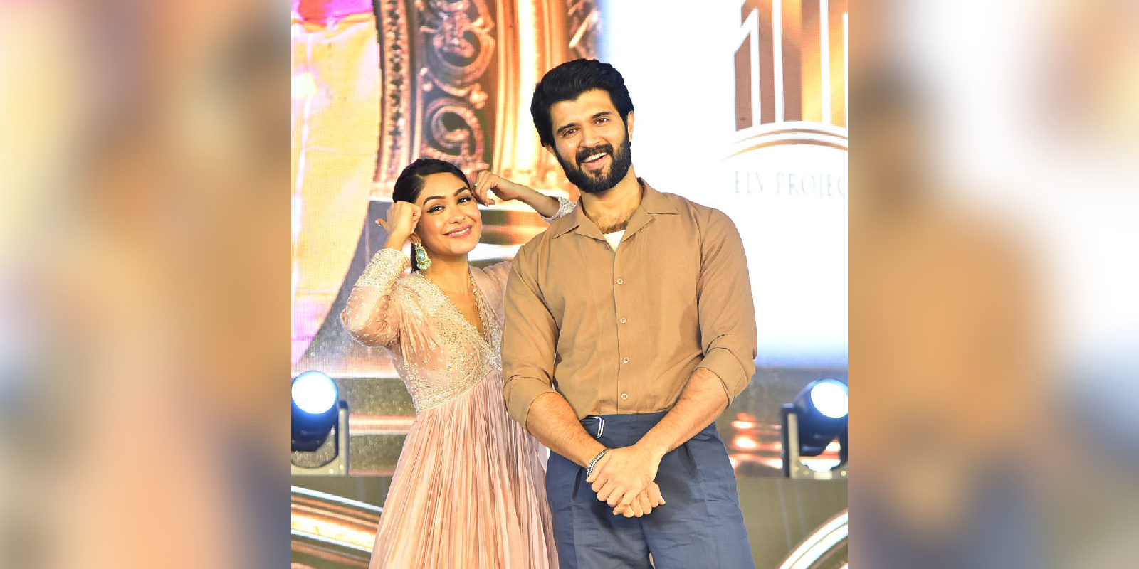 Vijay Deverakonda and Mrunal Thakur at The Family Star pre-release event