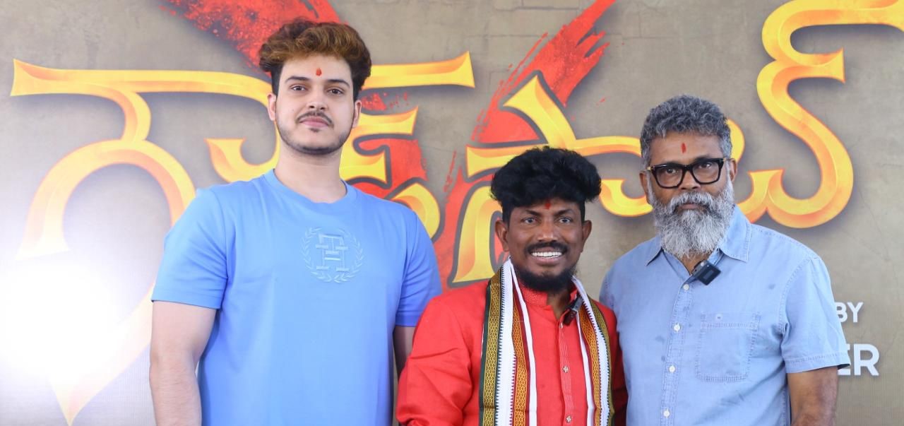 Virat Raj, Ganesh Master, and Sukumar at Goud Saab pooja ceremony