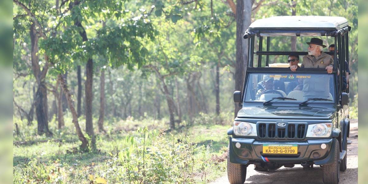 Prime Minister Narendra Modi in Bandipur Tiger Reserve in April 2023. (Narendra Modi/X)