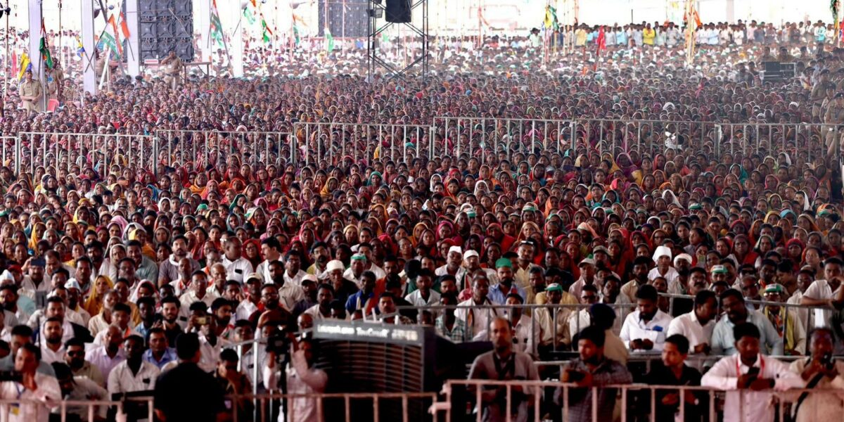 People attending an election programme. (X) election