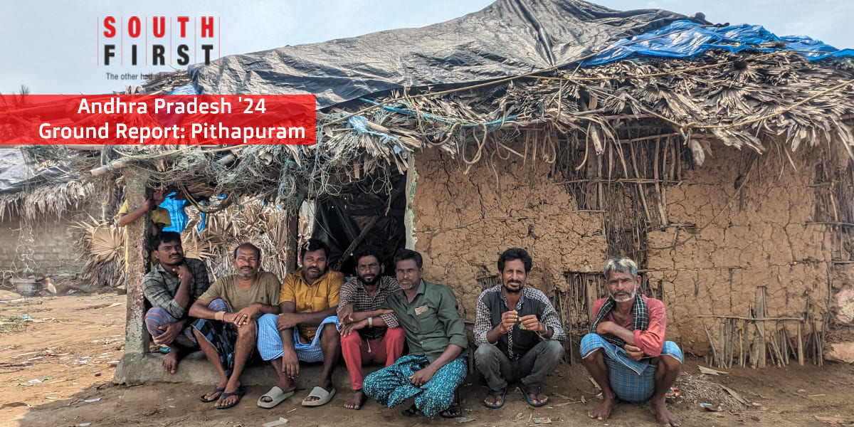 Samudra Putrulu gazing at the sea from the last row of huts. (South First)