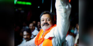 Actor-politician Suresh Gopi celebrates his victory in the Lok Sabha polls