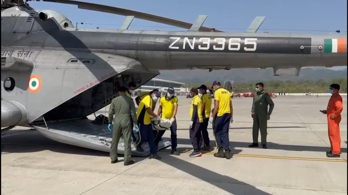 Deceased trekkers being airlifted