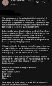 Screenshot of the IIJNM email.